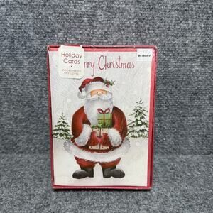 Niquea.D Boxed Holiday Christmas Festive Santa Clause 16 Cards W/ Envelopes